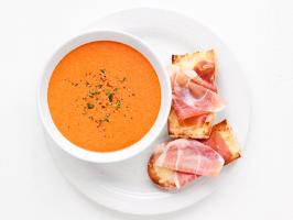 Roasted Red Pepper Soup With Serrano Ham Toasts